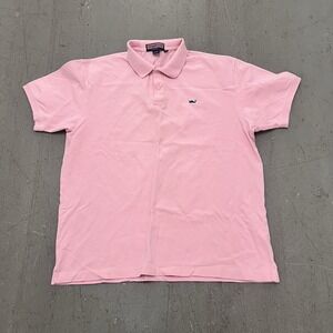 Vineyard Vines Men's Large Classic Fit Pink Polo‎ Shirt Embroidered Whale Logo